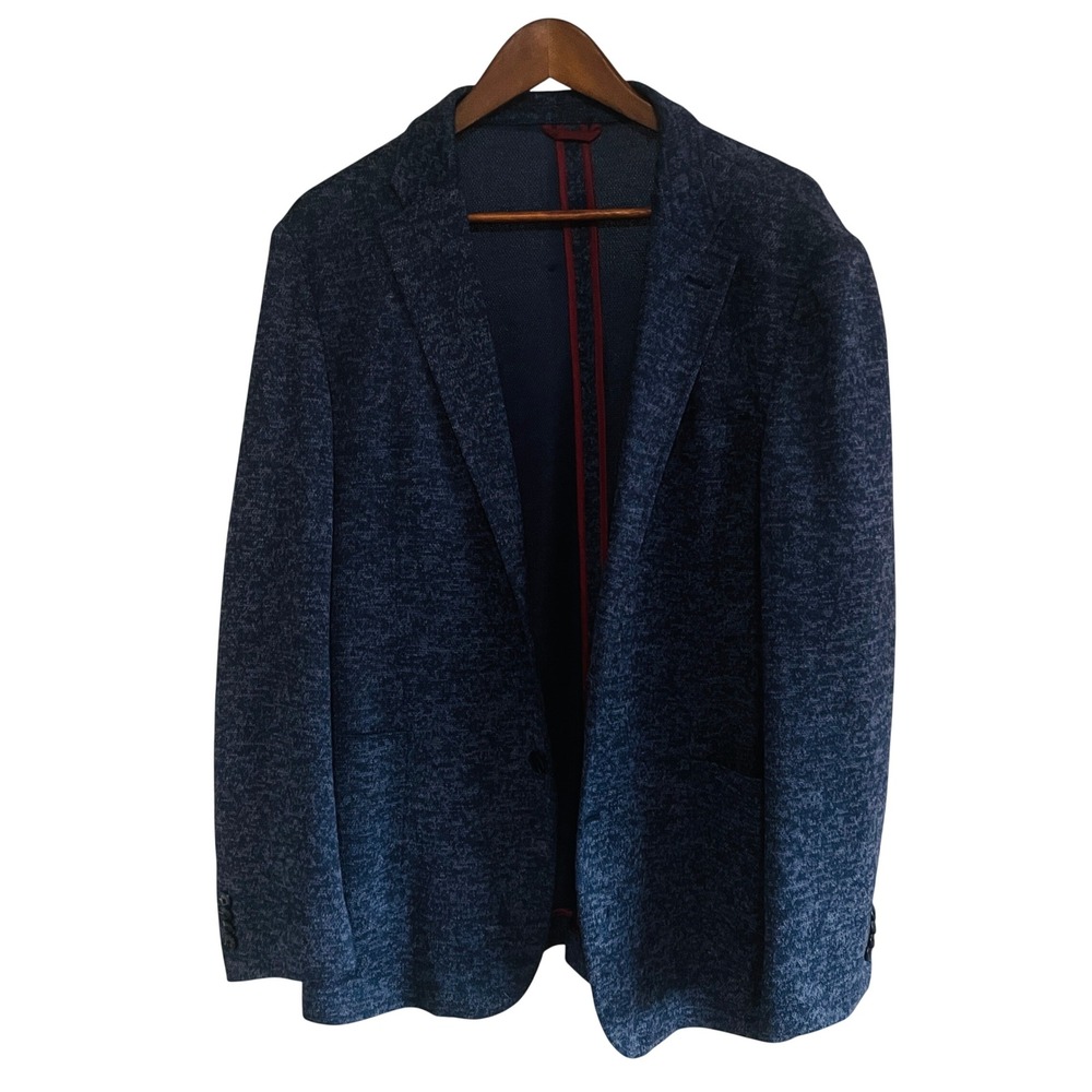 Ben Sherman Mens Mod British Tailored Textured Sport Coat 44R Patch Pocket Blue